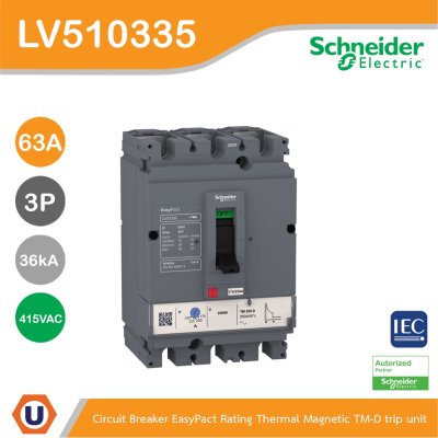 Schneider Electric Circuit breaker CVS100F 36 kA at 415 VAC 63 A TM-D trip unit 3P | LV510335