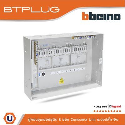 BTicino ตู้คอนซูเมอร์ยูนิต (ปลั๊ก-อิน) 8 ช่อง Consumer Unit Plug-In BTPLUG รุ่น BTCN8