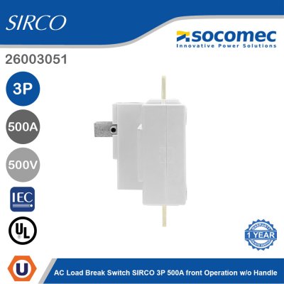 Socomec AC Load Break Switch SIRCO 3P 500A Front Operation w/o Handle | 26003051