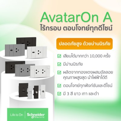 แพ็ค4 | Schneider Electric ชุดเต้ารับคู่ 3 ขา มีม่านนิรภัย สีเทา รุ่น AvatarOn A | A70426UST_GY