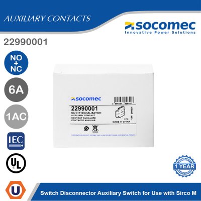 Socomec Switch Disconnector Auxiliary Switch for Use with Sirco M | 22990001