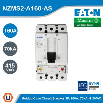 EATON Molded Case Circuit-Breaker (MCCB) 3P, 160A, 70kA 415VAC | NZMS2-A160-AS