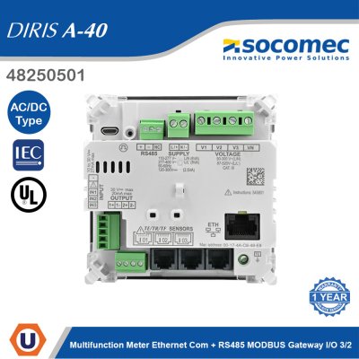 Socomec Multifunction Meter DIRIS A-40 + RS485 MODBUS gateway I/O 3/2 | 48250501