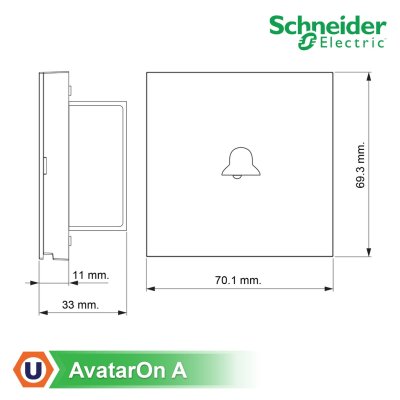 Schneider Electric สวิตซ์กระดิ่ง สีดำ Bell switch, Black รุ่น AvatarOn A I M3T31_BP_BK