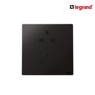 Legrand เต้ารับคู่มีกราวด์ สีดำ 1G EURO-US 16A 2x2P+Earth Socket รุ่นมาเรียเซนต์ | Mallia Senses | 281104MB