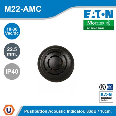 EATON M22 Acoustic Device 22.5mm. IP40 18-30 Vac/dcb 83 dB/ 10 cm | M22-AMC