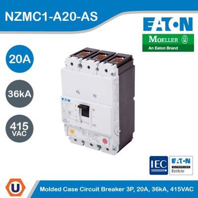 EATON Molded Case Circuit-Breaker (MCCB) 3P 20A 36kA 415VAC | NZMC1-A20-AS