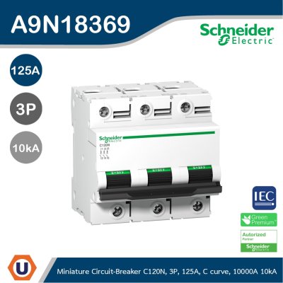 Schneider Electric Miniature Circuit-Breaker, Acti9 C120N, 3P, 125 A, C curve, 10000 A, 10 kA | A9N18369