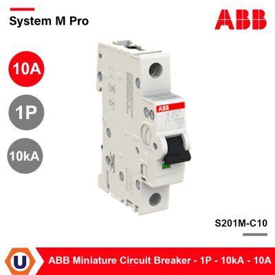 ABB S201M-C10 | 2CDS271001R0104 Miniature Circuit Breaker 1P 10kA 10A  ป้องกันการใช้กระแสไฟเกินกำหนด