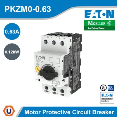 EATON Motor Protective Circuit Breaker 0.12kW 0.4-0.63A Screw Terminals PKZM0-0,63