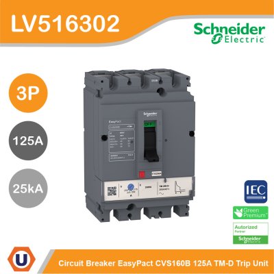 Schneider Electric Circuit breaker CVS160B 25 kA at 415 VAC 125 A TM-D trip unit 3P | LV516302