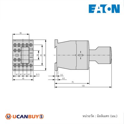 EATON แมกเนติก Contactor 3P, 380V, 400V 5.5 kW, 1 N/0, 24 V DC,DC Operation, Screw Terminals | DILM12-10(24VDC)