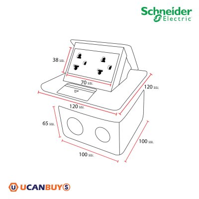 Schneider ชุดเต้ารับฝังพื้นสีทองเหลือง+เต้ารับคอมพิวเตอร์ CAT5E 3ตัว รุ่น S-Flexi