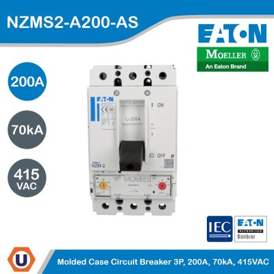EATON Molded Case Circuit-Breaker (MCCB) 3P, 200A, 70kA 415VAC | NZMS2-A200-AS