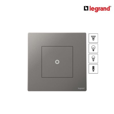 Legrand สวิตซ์ทางเดียว (แบบสัมผัส) 1ช่อง สีเทาดำ Touch Switches 1W Switch With Neutral | Mallia Senses | 281200DS