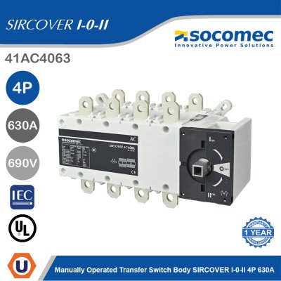 Socomec Manually Operated Transfer Switch Body SIRCOVER I-0-II 4P 630A | 41AC4063