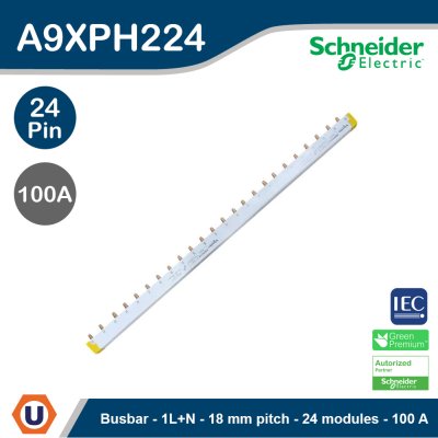 Schneider Electric Acti9 comb busbar 1L+N 18 mm pitch 24 modules 100 A | A9XPH224
