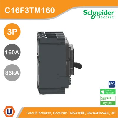 Schneider Electric Circuit breaker ComPacT NSX160F 36kA/415VAC 3P TMD trip unit 160A | C16F3TM160