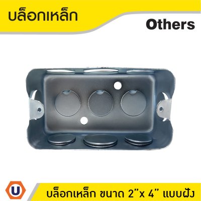 บล็อกเหล็ก ขนาด 2x4 Box เหล็กฝัง แบบตื้น กล่องเหล็ก