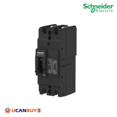 Schneider Electric EZC เซอร์กิตเบรกเกอร์สวิตช์ตัดตอนอัตโนมัติ (MCCB) 80A ชนิด 2 โพล ขนาดเฟรม 100A (30kA) I EZC100H2080T