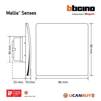 แพ็ค10 | Legrand สวิตช์ทางเดียว 1 ช่อง สีดำ รุ่นมาเรียเซนต์ | Mallia Senses | 281000MB