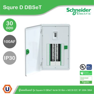 Schneider Electric ตู้โหลดเซ็นเตอร์ รุ่น Square D DBSeT ขนาด 30ช่อง + MCCB รุ่น EZC 3P 100A 30kA