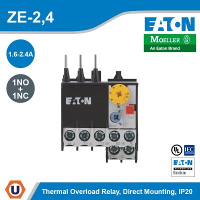 EATON Moeller Series Overload Relay 1.6-2.4A 1NO 1NC Direct Mounting | ZE-2,4
