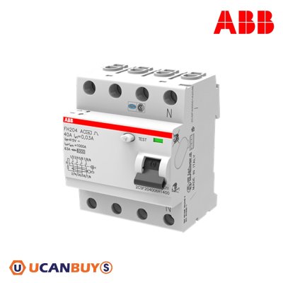 ABB 2CSF204006R1400 Residual Current Circuit Breaker (RCCB) 6kA AC-40A/30mA 4P FH204 AC-40/0.03