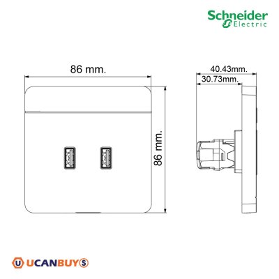 Schneider Electric เต้ารับ USB Charger สีขาว 2 x 2.1A USB Charger, E8332USB_WE รุ่น AvatarOn E