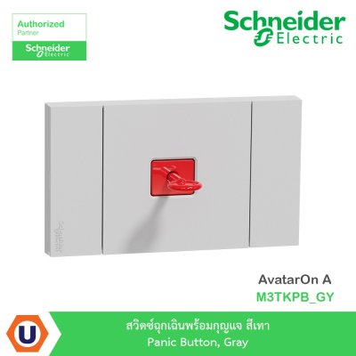 Schneider Electric สวิตซ์ฉุกเฉินพร้อมกุญแจ สีเทา รุ่น AvatarOn A I M3TKPB_GY
