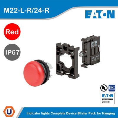 Eaton Moeller series M22 Indicator light , complete device, Blister pack for hanging | M22-L-R-24-R