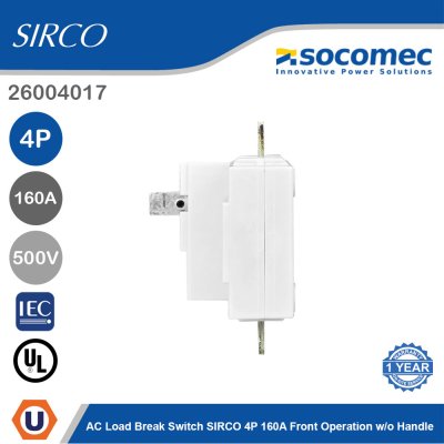 Socomec AC Load Break Switch SIRCO 4P 160A Front Operation w/o Handle | 26004017