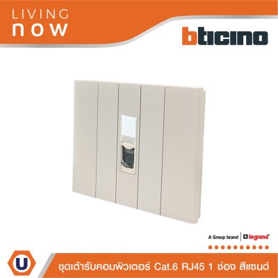 BTicino Data Socket Cat.6 RJ45 1 Gang Sand เต้ารับคอมพิวเตอร์ Cat.6 RJ45 1 ช่อง สีแซนด์ l Living Now
