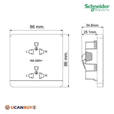 Schneider Electric เต้ารับคู่มีกราวด์ มีม่านนิรภัย ปลั๊กไฟ Socket สีดำ รุ่น AvatarOn E - E83426UES2_DG