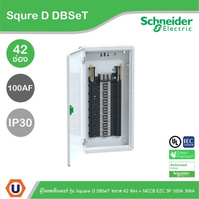 Schneider Electric ตู้โหลดเซ็นเตอร์ รุ่น Square D DBSeT ขนาด 42ช่อง + MCCB รุ่น EZC 3P 100A 30kA