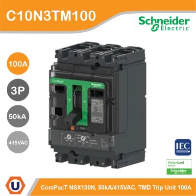 Schneider Electric Circuit breaker ComPact NSX100N 50kA/415VAC 3P TMD trip unit 100A | C10N3TM100