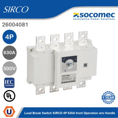 Socomec AC Load Break Switch SIRCO 4P 800A Front Operation w/o Handle | 26004081