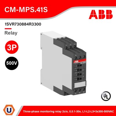 ABB Three-phase monitoring relay 2c/o, 0,0.1-30s, L1-L2-L3=3x300-500VAC l CM-MPS.41S l 1SVR730884R3300