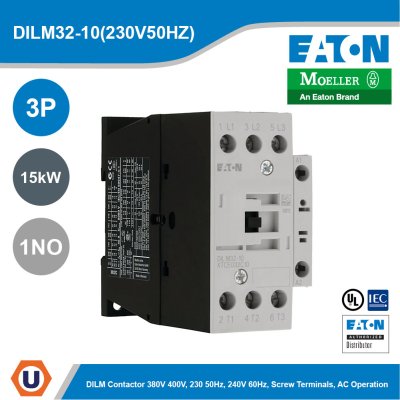 EATON Moeller Series DILM Contactor 3P 230V 50Hz, 240V 60Hz 15kW 1NO | DILM32-10(230V50HZ)