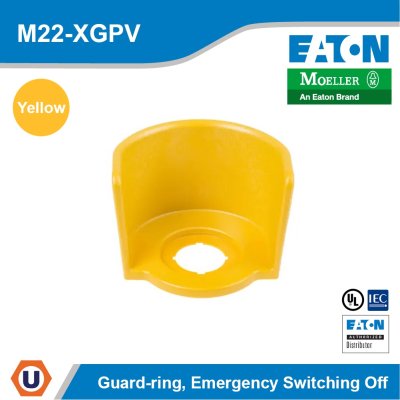 Eaton M22 pushbutton guard ring, M22 Emergency Stop Operator Guard Ring, 22.5 mm, Button: Yellow, IP66, | M22-XGPV