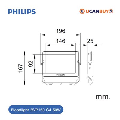 PHILIPS Floodlight รุ่น BVP150 50W G4 แสงคูลเดย์ไลท์ 6500K | 911401863888