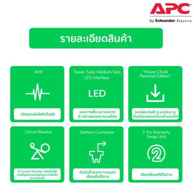 Schneider Electric APC เครื่องสำรองไฟ (750VA/410Watt) ระบบ LineInteractiveใช้คู่กับ Server Network | BX750MI-MS