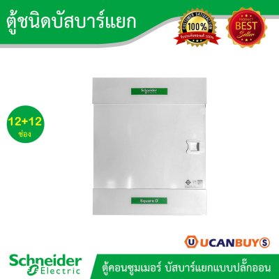Schneider Electricr ตู้คอนซูมเมอร์ยูนิต บัสบาร์แยกแบบปลั๊กออน จำนวน 12+12ช่อง+RCBO63A 30mA l SDEL112X12RCBO63T