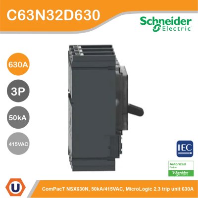 Schneider Electric Circuit breaker ComPact NSX630N 50kA/415VAC 3P 2.3 trip unit 630A | C63N32D630
