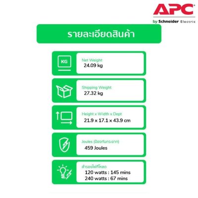 Schneider Electric APC SmartEasy UPS 1500VA 1000Watt เครื่องสำรองไฟ Sever SmartConnect  | SMT1500IC