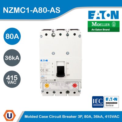 EATON Molded Case Circuit-Breaker (MCCB) 3P 80A 36kA 415VAC | NZMC1-A80-AS
