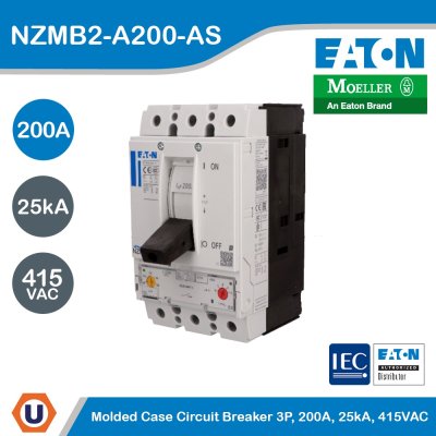 EATON Molded Case Circuit-Breaker (MCCB) 3P 200A 25kA 415VAC | NZMB2-A200-AS