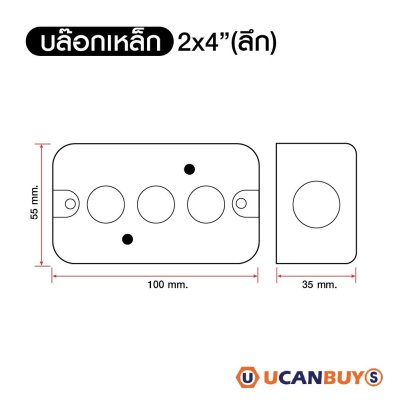 บล็อกเหล็ก ขนาด 2x4 Box เหล็กฝัง แบบตื้น กล่องเหล็ก