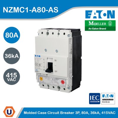 EATON Molded Case Circuit-Breaker (MCCB) 3P 80A 36kA 415VAC | NZMC1-A80-AS