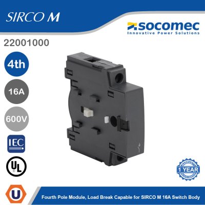Socomec Fourth Pole Module Load Break Capable for SIRCO M 16A Switch Body | 22001000